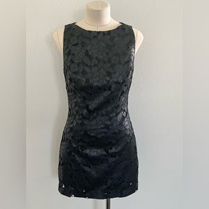 Preowned: Faux Leather Lace Dress Black Size: 4